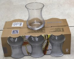 طقم 6 كاسات شاي زجاج سادة مخصر  